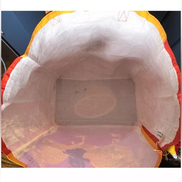 Trader Joes Orange Chicken Reusable Shopping Bag Lady Riding Hen USED READ Rare - Picture 5 of 8